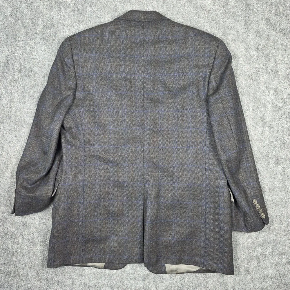 Hart Schaffner Marx Wool‎ Blazer Men 42PT Gray Herringbone Tweed Windowpane USA
